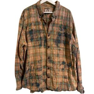 Be Kind Distressed Bleached Flannel Shirt Size: X-Large Oversized